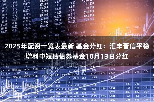 2025年配资一览表最新 基金分红：汇丰晋信平稳增利中短债债券基金10月13日分红